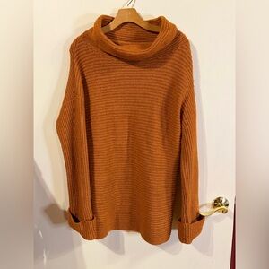 Pilcro Anthropologie Oversized Knit Sweater Size M Rust Orange Cozy Relaxed Chic